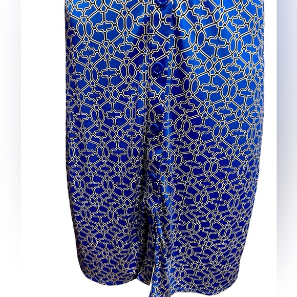 Laundry by Shelli Segal Tile Print Dress Size 4Navy White Geometric Navy Modest - Picture 2 of 11